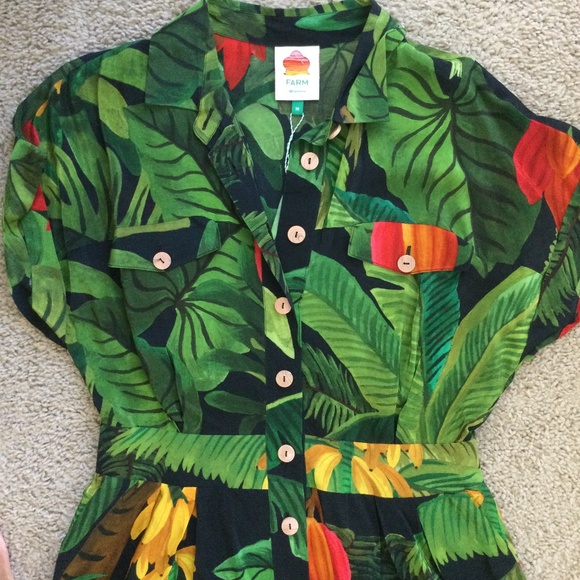 Farm Rio Cocoa Forest Jumpsuit w/ pockets NWT - Picture 9 of 16